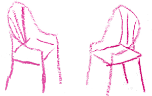Twee stoelen tegenover elkaar
